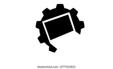 Laptop repair, black isolated vector silhouette
