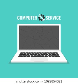 Laptop repair, computer service. Vector illustration.