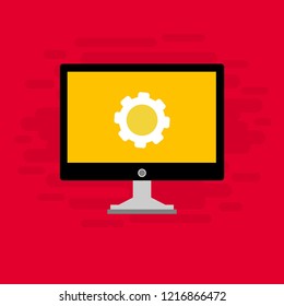 Laptop repair, computer service. Vector illustration.