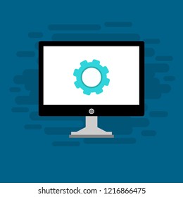 Laptop repair, computer service. Vector illustration.