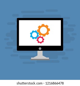 Laptop repair, computer service. Vector illustration.