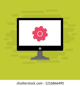 Laptop repair, computer service. Vector illustration.
