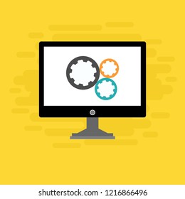 Laptop repair, computer service. Vector illustration.