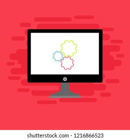 Laptop repair, computer service. Vector illustration.