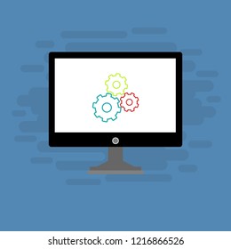 Laptop repair, computer service. Vector illustration.