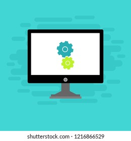 Laptop repair, computer service. Vector illustration.