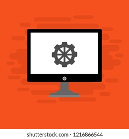 Laptop repair, computer service. Vector illustration.