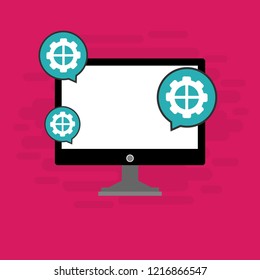 Laptop repair, computer service. Vector illustration.