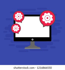 Laptop repair, computer service. Vector illustration.