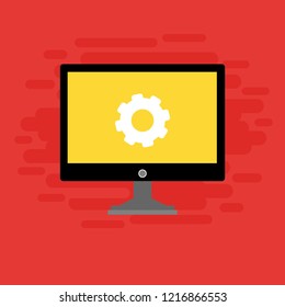 Laptop repair, computer service. Vector illustration.