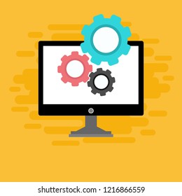 Laptop repair, computer service. Vector illustration.