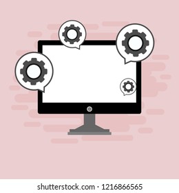 Laptop repair, computer service. Vector illustration.