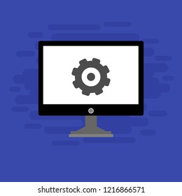 Laptop repair, computer service. Vector illustration.