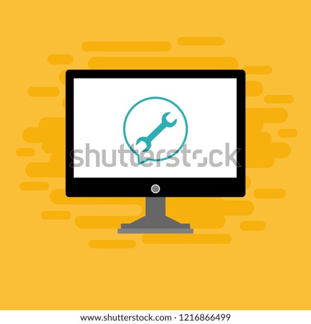 Laptop repair, computer service. Vector illustration.