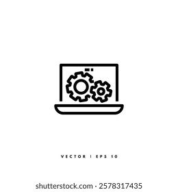 Laptop Repair Icon. Editable Stroke