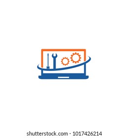 Laptop Repair Logo Design Vector 