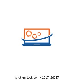 Laptop Repair Logo Design Vector 