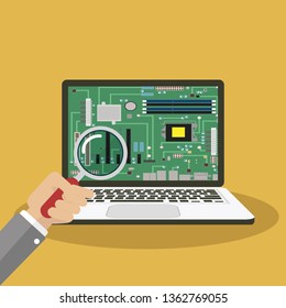 Laptop repair,Computer service, computer store flat illustration concept