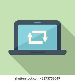 Vector plano de icono de reposición de portátil. Republicar página. Comprobación de datos