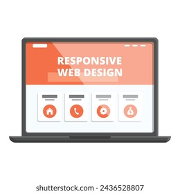 Laptop responsive web design icon cartoon vector. Software user care. Site marketing