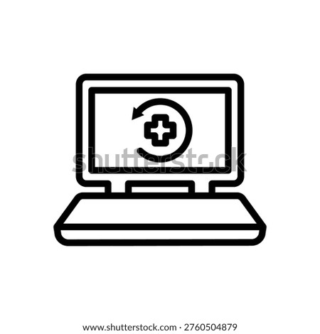 Laptop restore Icon, Line Vector graphics