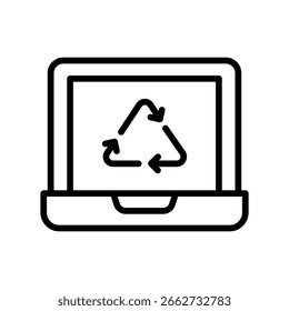 Icono de contorno de Vector de reutilización de computadora portátil. Archivo EPS 10