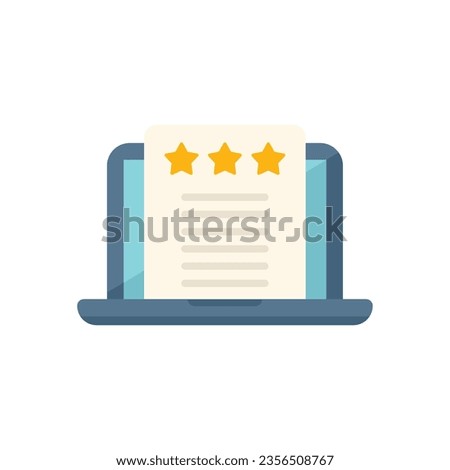Laptop review icon flat vector. Credibility trust. Credible rate isolated