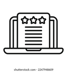 Laptop review icon outline vector. Credibility trust. Credible rate