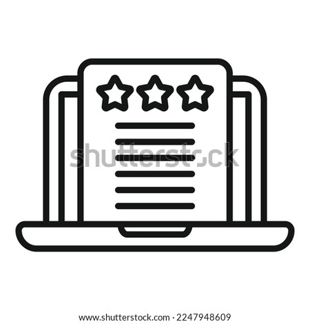Laptop review icon outline vector. Credibility trust. Credible rate