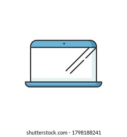 Laptop RGB color icon. Computer blank screen. PC display with keyboard. Gadget wirth monitor. Electronic portable device. Wireless connection. Modern technology. Isolated vector illustration