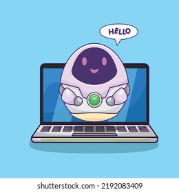 Portátil con iluminación de vectores Robot Assistant