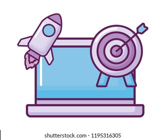 laptop with rocket and target