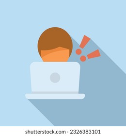 Laptop rush job icon flat vector. Business person. Delivery time