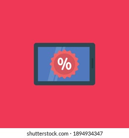 laptop and sale icon.Colored flat vector icon.design for web UI, mobile upp, banner, poster.Vector illustration.