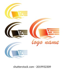 Laptop sales logo design. Technology logo illustration