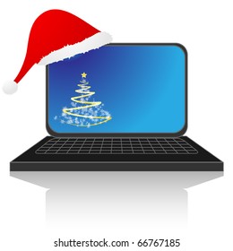 Laptop with Santa hat