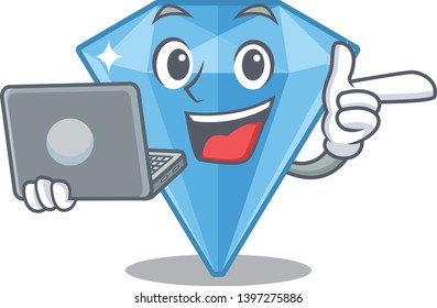 With laptop sapphire gems isolated in the character