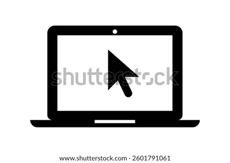 Laptop Screen with Clicking Cursor, laptop click icon, computer click symbol, clickable laptop icon, mouse cursor on screen