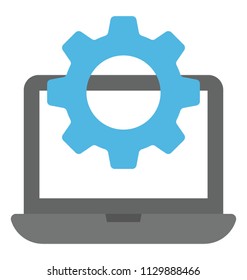 
A laptop screen with cogwheels showing computer settings 
