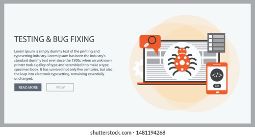 A laptop screen with a device showing testing and bug fixing
