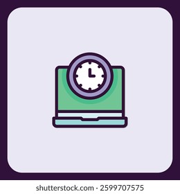 Laptop Screen Displaying a Clock Icon: Time Management Concept