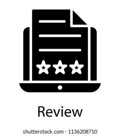 
Laptop screen displaying feedback paper with estarics denoting review icon 
