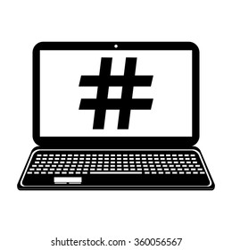 laptop screen with the hashtag