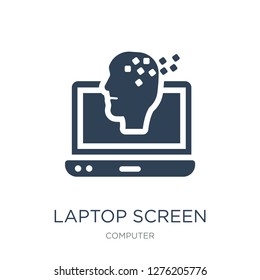 laptop screen with human head graphic icon vector on white background, laptop screen with human head graphic trendy filled icons from Computer collection