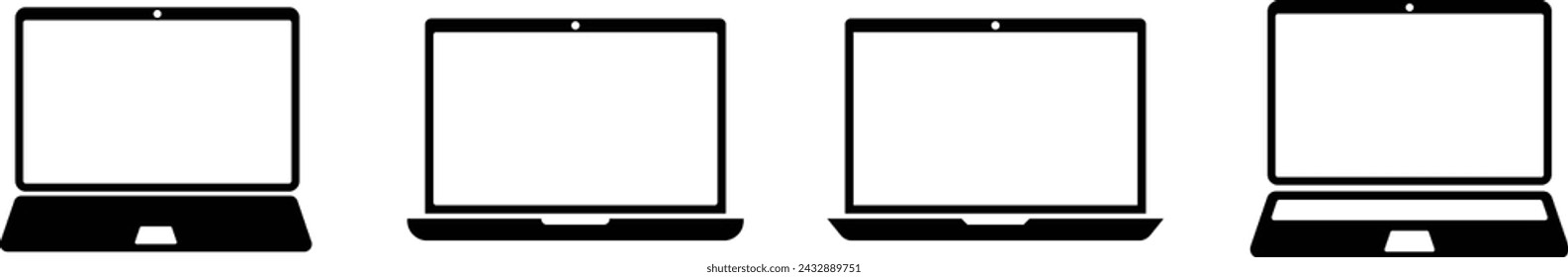 Laptop screen icon set vector illustration.