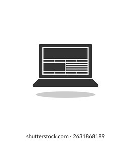 Laptop screen icon with shadow