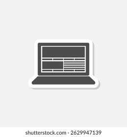 Laptop screen icon sticker isolated on gray background