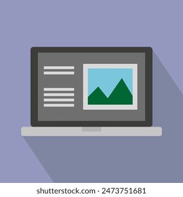 Laptop screen icon. Web design vector. Gray background display. Digital interface illustration.
