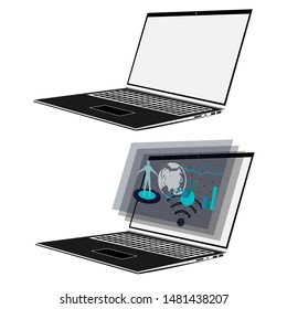 Laptop screen. Laptop isolated vector illustration