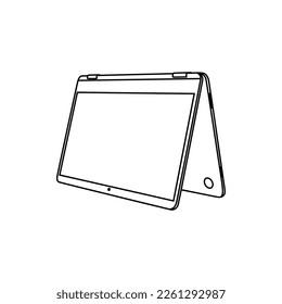 Laptop screen line art vector